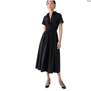 J.Crew Elena Shirt-Dress in Cotton Poplin Black Short Sleeves BY832 Size 16